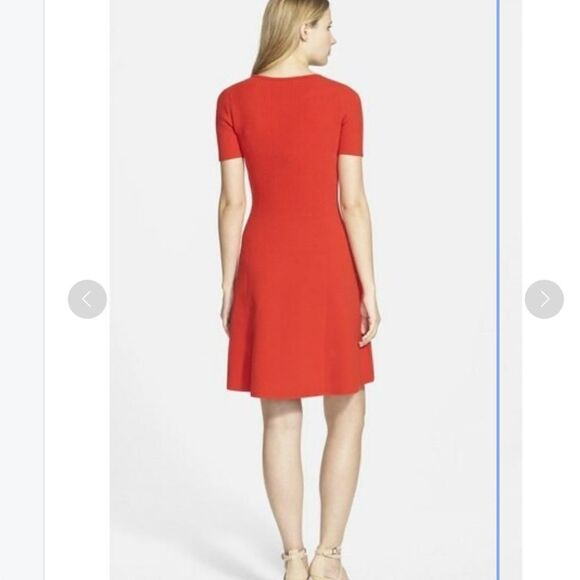 HUGO BOSS Fleala Knit Fit & Flare Dress Red Size Small - Picture 12 of 13